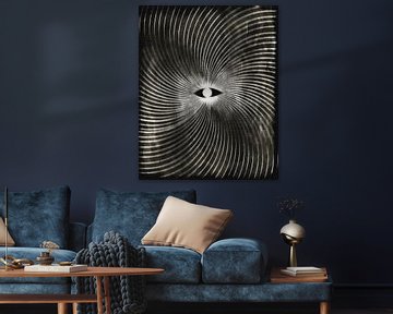 Lune Géométrie Rétro Art Déco Surréalisme Noir sur FRESH Fine Art