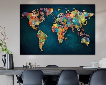 Fleurige wereldkaart van Maps Are Art