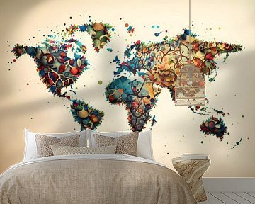 Levendige wereldkaart van Maps Are Art