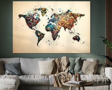 Levendige wereldkaart van Maps Are Art