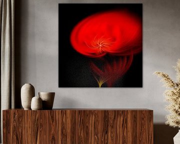 Rode roos (abstracte kunst, swirl collectie) van Art by Jeronimo