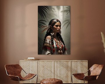 Indianen vrouw in de jungle van H.Remerie Photography and digital art