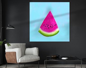 Watermelon Triangle Acrylic Painting by Karen Kaspar
