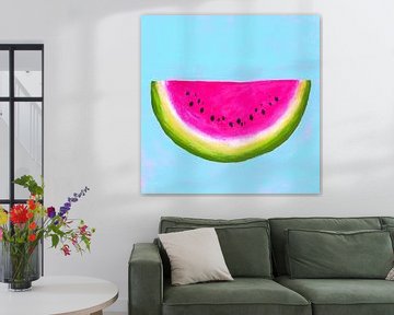 Lächelnde Wassermelone Acrylgemälde von Karen Kaspar
