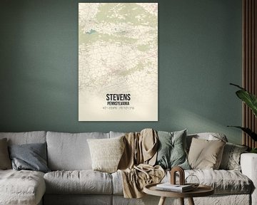 Vintage landkaart van Stevens (Pennsylvania), USA. van Rezona
