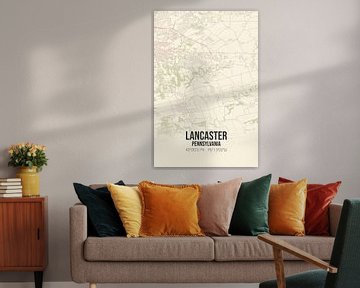 Vintage landkaart van Lancaster (Pennsylvania), USA. van MijnStadsPoster