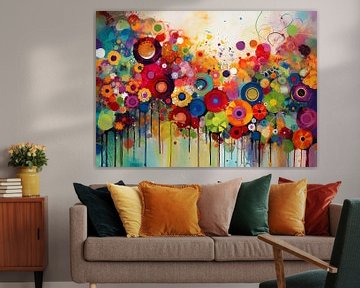 Geometrisch abstract cirkels en bloemen van Jan Bechtum