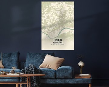 Vintage landkaart van Linden (Pennsylvania), USA. van Rezona