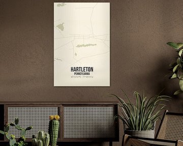 Vintage landkaart van Hartleton (Pennsylvania), USA. van MijnStadsPoster