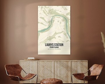 Vintage landkaart van Laurys Station (Pennsylvania), USA. van Rezona
