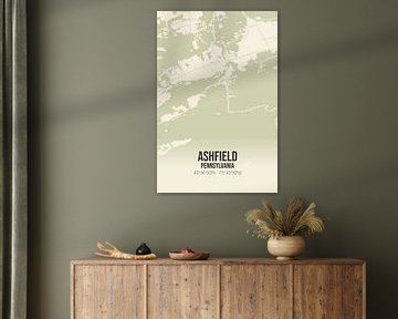 Carte ancienne d'Ashfield (Pennsylvanie), USA. sur Rezona