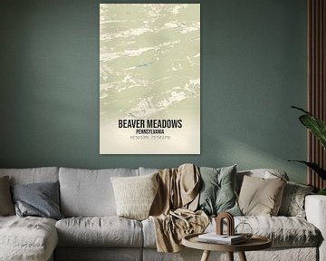 Vintage landkaart van Beaver Meadows (Pennsylvania), USA. van MijnStadsPoster