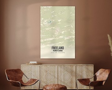 Vintage landkaart van Freeland (Pennsylvania), USA. van Rezona
