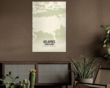 Carte ancienne de Kelayres (Pennsylvanie), USA. sur Rezona