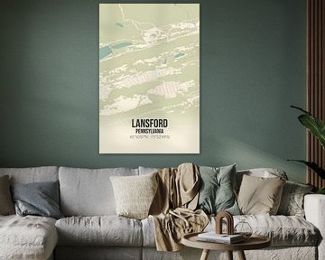 Vintage landkaart van Lansford (Pennsylvania), USA. van MijnStadsPoster