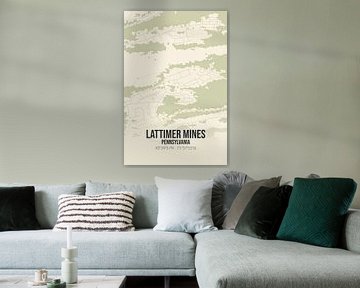 Vintage landkaart van Lattimer Mines (Pennsylvania), USA. van MijnStadsPoster