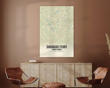 Carte ancienne de Dingmans Ferry (Pennsylvanie), USA. sur Rezona