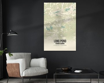 Vintage landkaart van Long Pond (Pennsylvania), USA. van Rezona