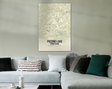Carte ancienne de Pocono Lake (Pennsylvanie), USA. sur Rezona