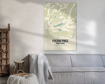 Vintage landkaart van Pocono Pines (Pennsylvania), USA. van MijnStadsPoster