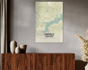 Vintage landkaart van Lakeville (Pennsylvania), USA. van Rezona