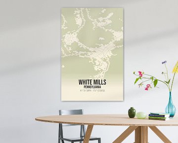 Alte Karte von White Mills (Pennsylvania), USA. von Rezona