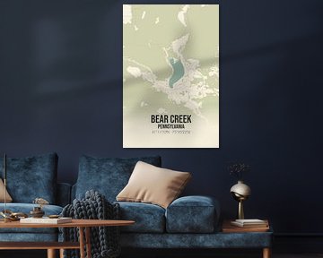 Vintage landkaart van Bear Creek (Pennsylvania), USA. van MijnStadsPoster