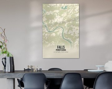 Vintage landkaart van Falls (Pennsylvania), USA. van Rezona