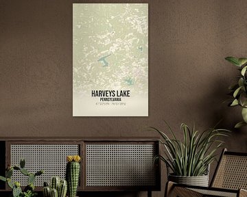 Vintage landkaart van Harveys Lake (Pennsylvania), USA. van MijnStadsPoster