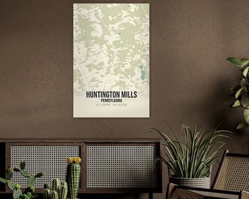 Vintage landkaart van Huntington Mills (Pennsylvania), USA. van Rezona