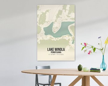 Vintage landkaart van Lake Winola (Pennsylvania), USA. van Rezona