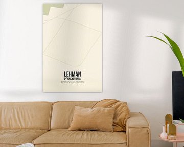 Vintage landkaart van Lehman (Pennsylvania), USA. van Rezona