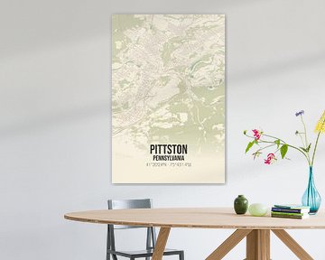 Vintage landkaart van Pittston (Pennsylvania), USA. van MijnStadsPoster