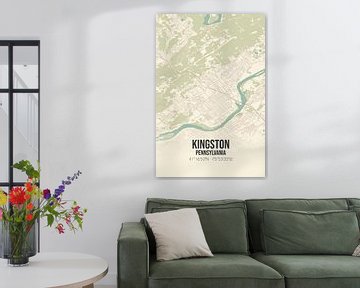 Vintage landkaart van Kingston (Pennsylvania), USA. van MijnStadsPoster