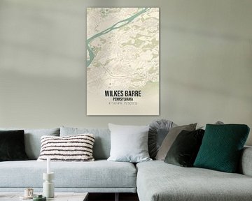 Vintage landkaart van Wilkes Barre (Pennsylvania), USA. van MijnStadsPoster