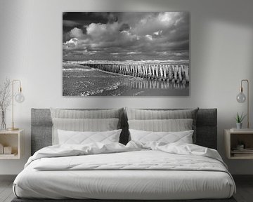 Wellenbrecher an Domburg monochrome von Zeeland op Foto