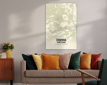Carte ancienne d'Erwinna (Pennsylvanie), USA. sur Rezona