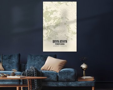 Vintage landkaart van Bryn Athyn (Pennsylvania), USA. van Rezona