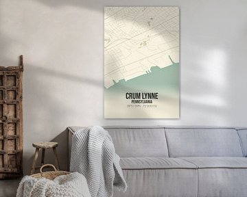 Vintage landkaart van Crum Lynne (Pennsylvania), USA. van MijnStadsPoster