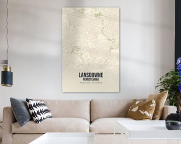 Vintage landkaart van Lansdowne (Pennsylvania), USA. van Rezona