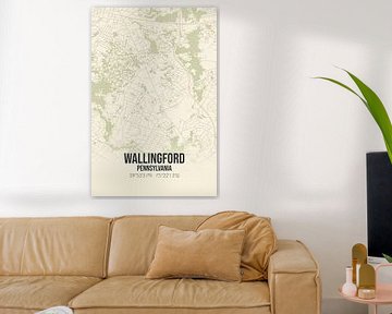 Vintage landkaart van Wallingford (Pennsylvania), USA. van Rezona