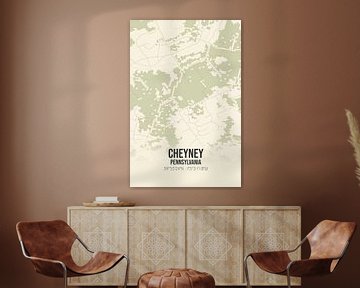 Vintage landkaart van Cheyney (Pennsylvania), USA. van MijnStadsPoster