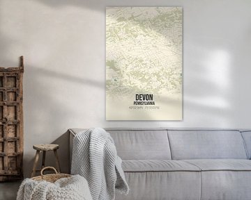 Vintage landkaart van Devon (Pennsylvania), USA. van Rezona