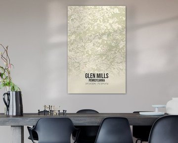 Vintage landkaart van Glen Mills (Pennsylvania), USA. van MijnStadsPoster