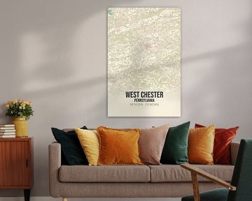 Carte ancienne de West Chester (Pennsylvanie), USA. sur Rezona