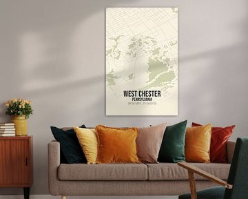 Carte ancienne de West Chester (Pennsylvanie), USA. sur Rezona