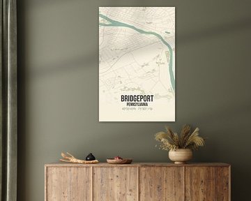 Vintage landkaart van Bridgeport (Pennsylvania), USA. van Rezona