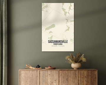 Carte ancienne de Sassamansville (Pennsylvanie), USA. sur Rezona