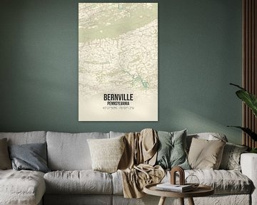 Vintage landkaart van Bernville (Pennsylvania), USA. van MijnStadsPoster