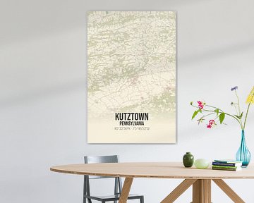 Vintage landkaart van Kutztown (Pennsylvania), USA. van MijnStadsPoster